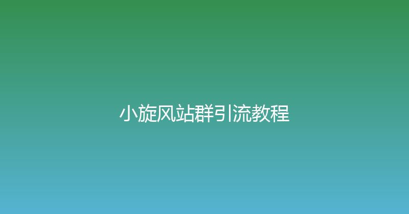 小旋风站群引流教程 封面图