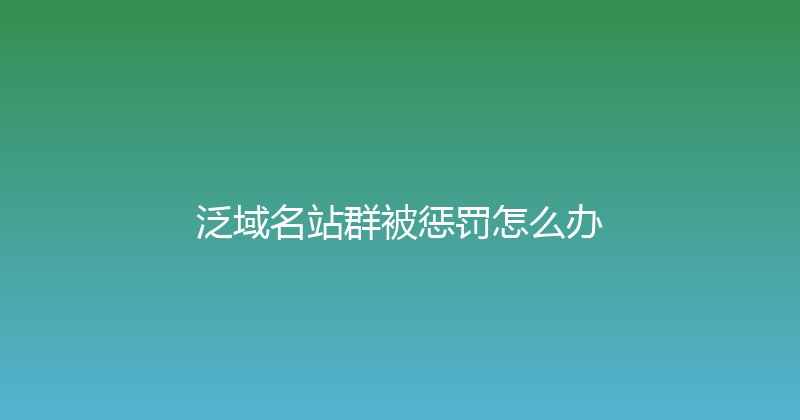 泛域名站群被惩罚怎么办 封面图