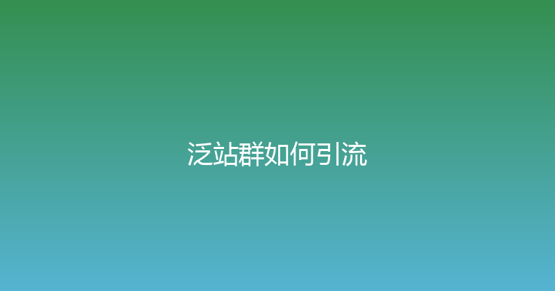 泛站群如何引流 封面图