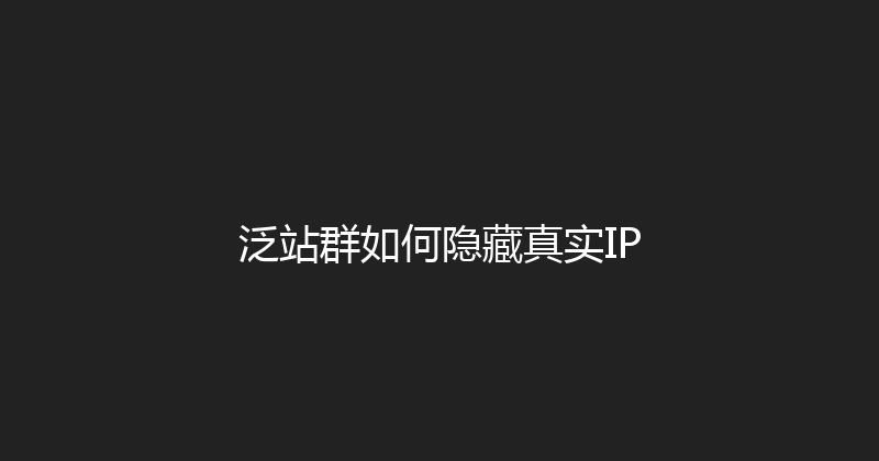 泛站群如何隐藏真实IP 封面图