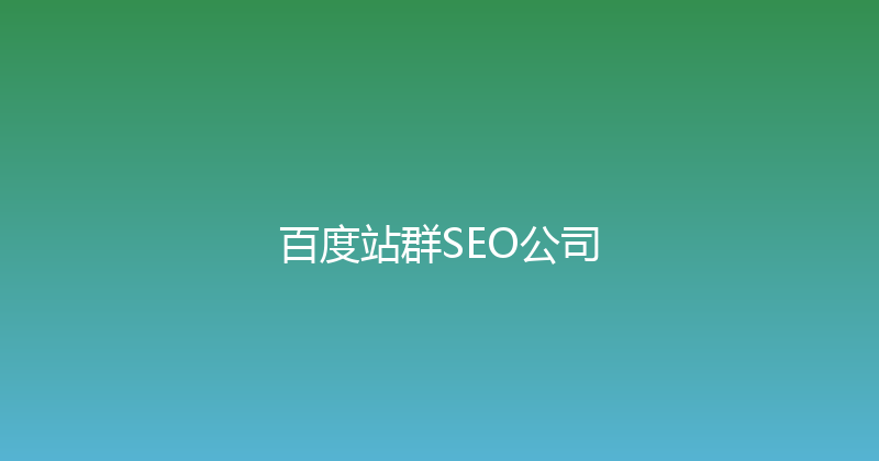 百度站群SEO公司 封面图