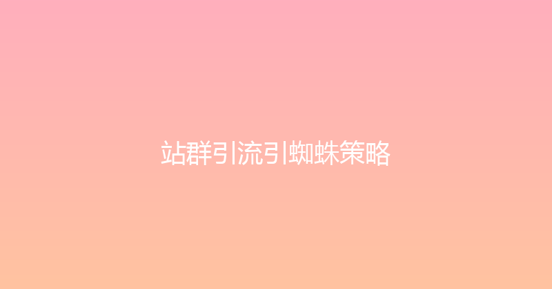 站群引流引蜘蛛策略 封面图