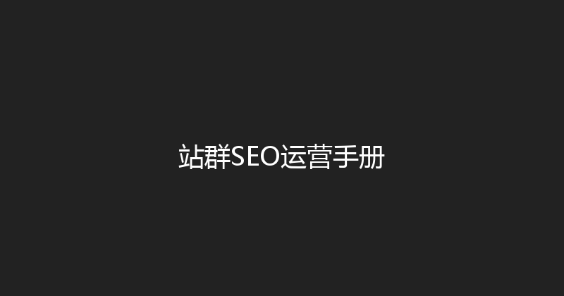 站群SEO运营手册 封面图