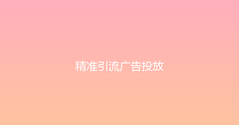 精准引流广告投放 封面图